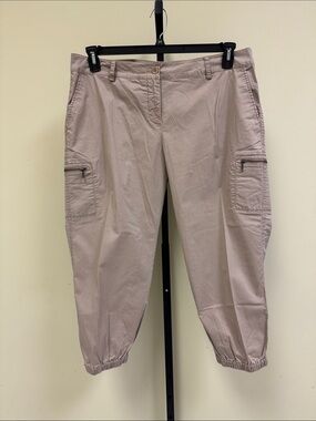 Eileen Fisher Cropped Cargo Pants in Light Taupe